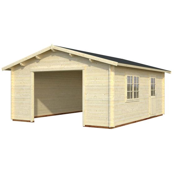 Roger 4.5m x 5.5m Extra Wide Log Cabin Single Garage - Double Doors